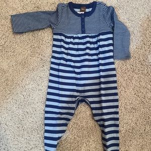 Tea Collection One Piece Blue Striped Long Sleeve Romper 12-18m NWT